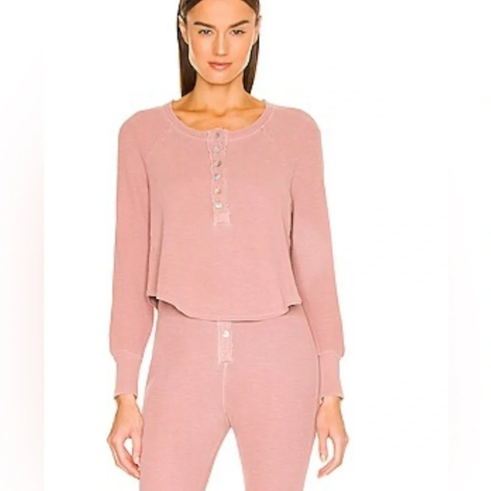 Tularosa Green The Vista Henley‎ Top & Legging in Rose Pink Size Extra Small
